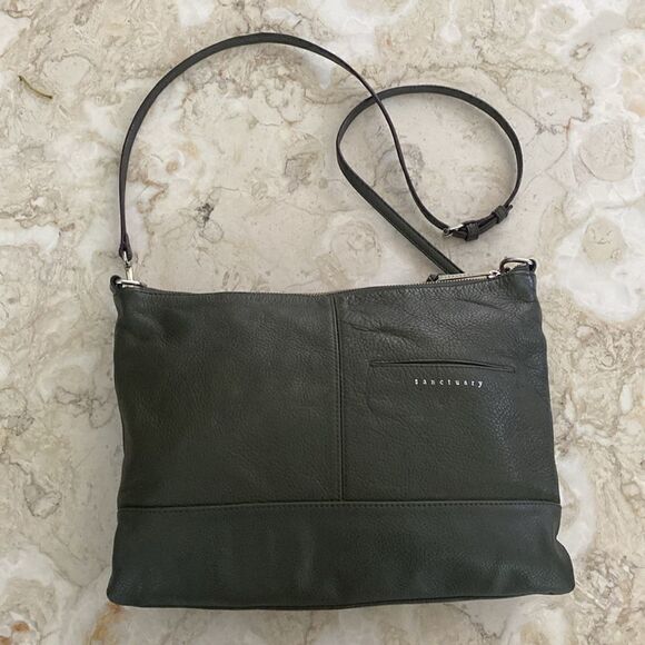 Sanctuary Green Leather Shoulder Bag - Picture 7 of 16